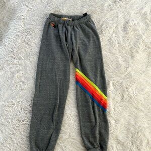 Aviator Nation sweatpants grey with neon stripes. XS.